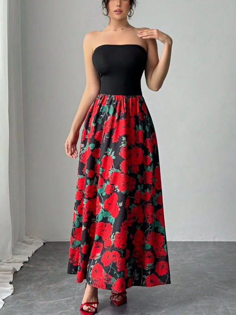 Floral Tube Maxi Dress Elegant – Daisy Bellezza